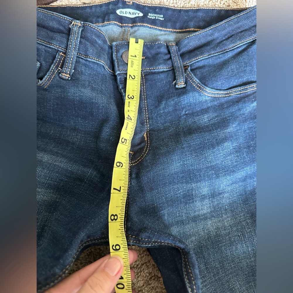 Old Navy Rockstar Super Skinny Dark Wash High Rise Skinny 4 Jeans - Picture 5 of 7